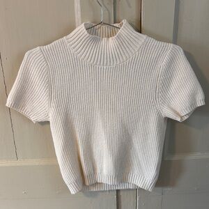 Anthropologie Cream Ribbed Knit Top